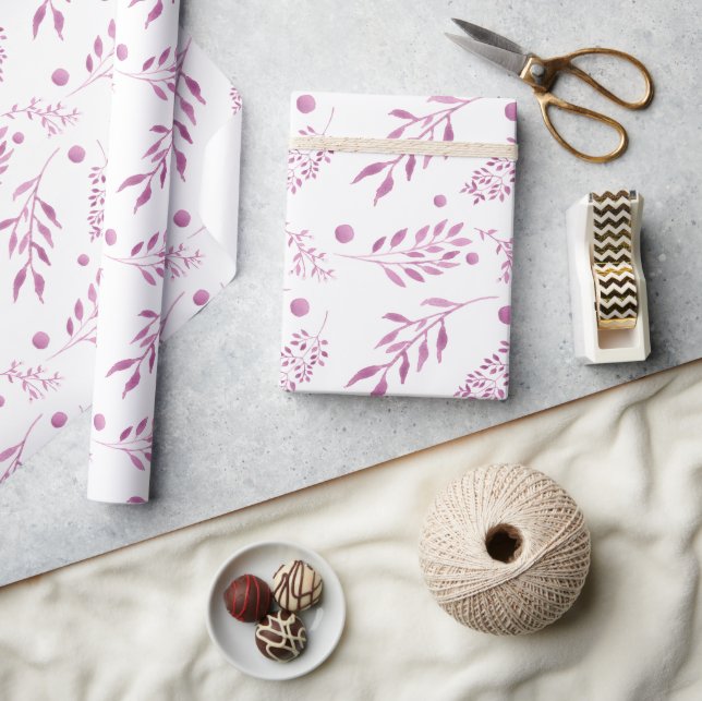 Papier Cadeau Papier d'emballage de mariage à feuilles violettes (Artisanat)
