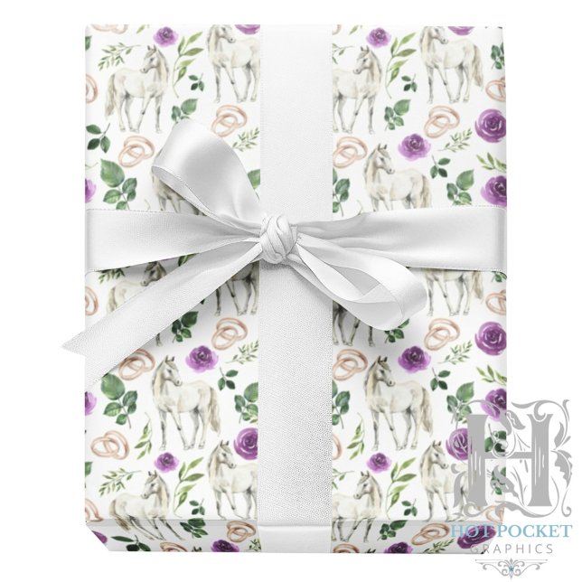 Papier Cadeau Papier d'emballage de mariage violet équestre (Créateur téléchargé)