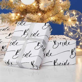 Papier Cadeau Papier d'emballage de mariée moderne en noir et bl