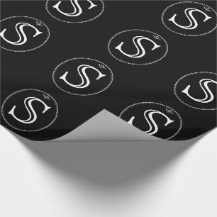 Papier Cadeau Papier d'emballage de monogramme noir et blanc