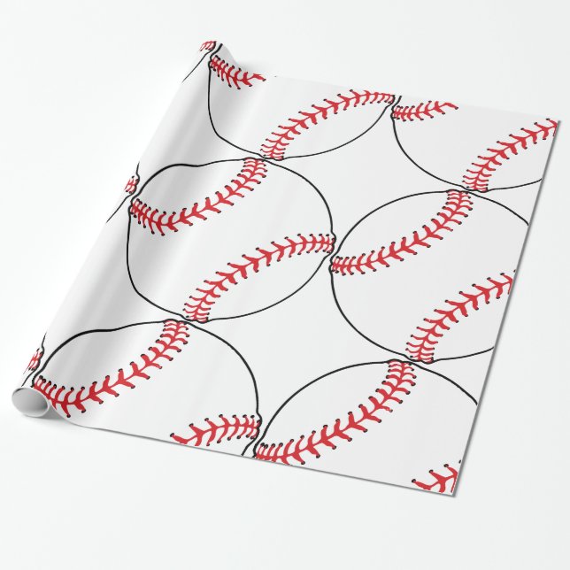Papier Cadeau Papier d'emballage de motif de base-ball (Déroulé)