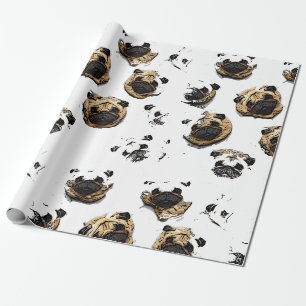 Papier Cadeau Papier d'emballage de motif de carlin bywhacky