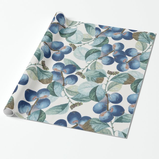 Papier Cadeau Papier d'emballage de motif de prune (Déroulé)