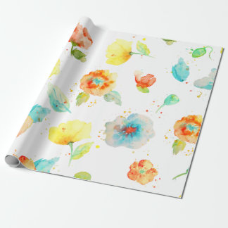 Papier Cadeau Papier d'emballage de motif floral de pavot