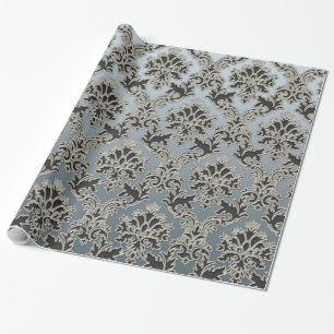 Papier Cadeau Papier d'emballage de motif métallique argenté de