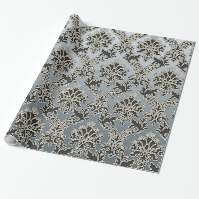 Papier Cadeau Papier d'emballage de motif métallique argenté de (Déroulé)