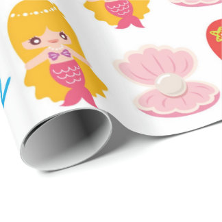 Papier Cadeau Papier d'emballage de motif mignon de sirènes