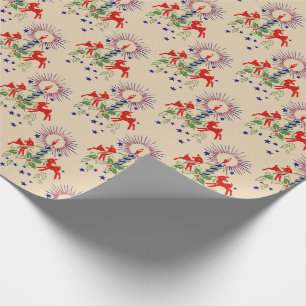 Papier Cadeau Papier d'emballage de Noël antique de renne
