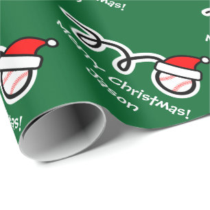 Papier Cadeau Papier d'emballage de Noël avec baseball de chapea