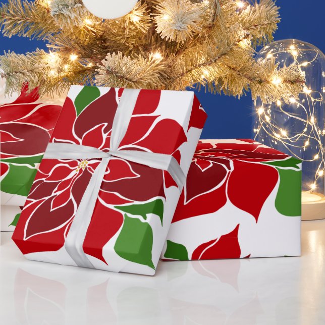 Papier Cadeau Papier d'emballage de Noël Big Poinsettia (Vacances)