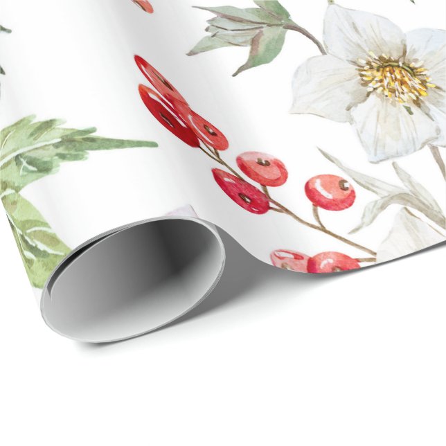 Papier Cadeau Papier d'emballage de Noël (blanc) (Coin rond)