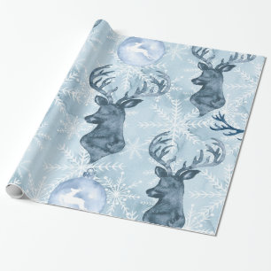 Papier Cadeau Papier d'emballage de Noël bleu de renne