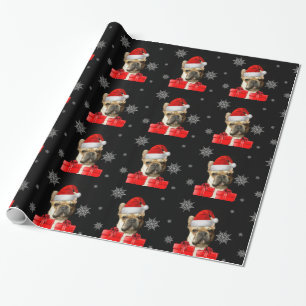 Papier Cadeau Papier d'emballage de Noël Bulldog