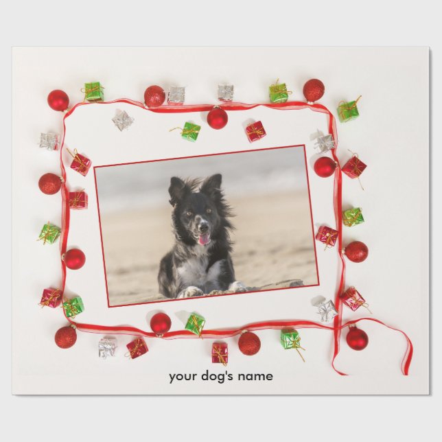 Papier Cadeau papier d'emballage de Noël Collie à la frontière p (Plat)