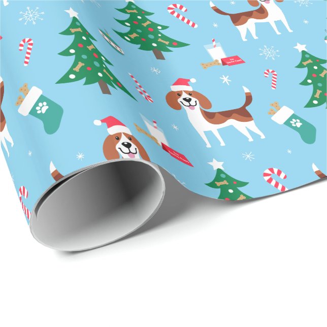 Papier Cadeau Papier d'emballage de Noël de beagle (Coin rond)