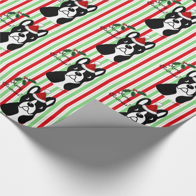 Papier Cadeau Papier d'emballage de Noël de Boston Terrier (Coin)