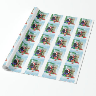 Papier Cadeau Papier d'emballage de Noël de chien de Terre-Neuve