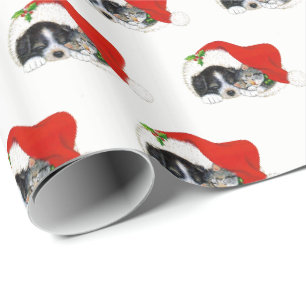 Papier Cadeau Papier d'emballage de Noël de chiot et de chaton