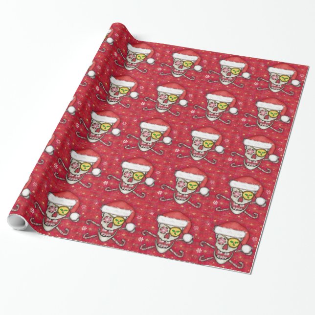 Papier Cadeau Papier d'emballage de Noël de crâne de jolly roger (Déroulé)