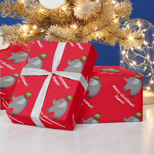 Papier Cadeau Papier d'emballage de Noël de l'éléphant mignon