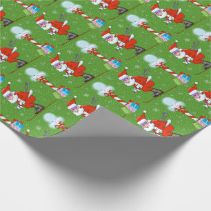 Papier Cadeau Papier d'emballage de Noël de Santa de ski