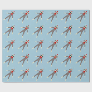 Papier Cadeau Papier d'emballage de Noël de singe de chaussette
