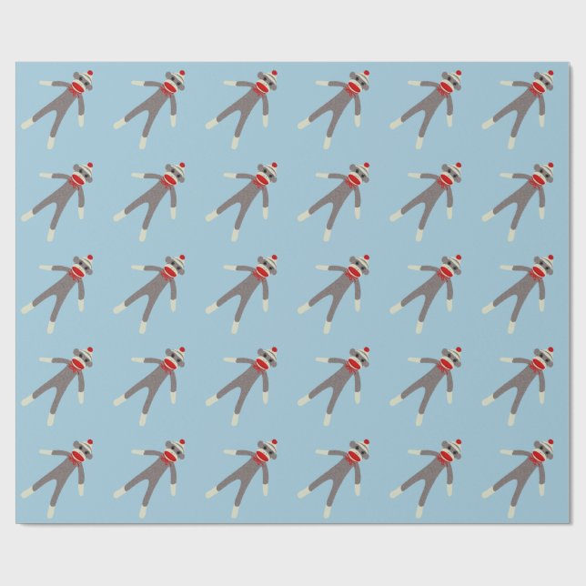 Papier Cadeau Papier d'emballage de Noël de singe de chaussette (Plat)