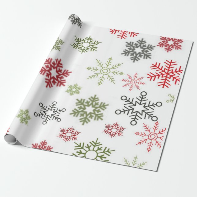 Papier Cadeau Papier d'emballage de Noël des flocons de neige co (Déroulé)