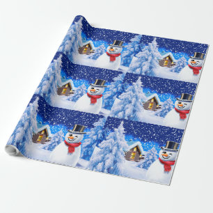 Papier Cadeau Papier d'emballage de Noël du bonhomme de neige du