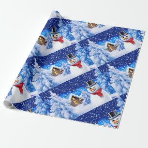 Papier Cadeau Papier d'emballage de Noël du bonhomme de neige du