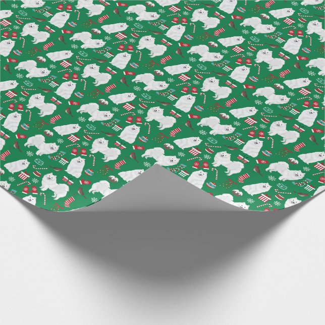 Papier Cadeau Papier d'emballage de Noël du Spitz japonais (Coin)