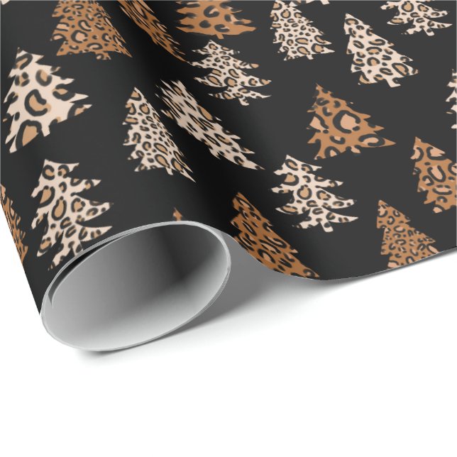 Papier Cadeau Papier d'emballage de Noël Empreinte de léopard (Coin rond)