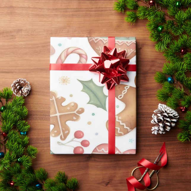 Papier Cadeau Papier d'emballage de Noël en pain d'épices (Cadeau de vacances)