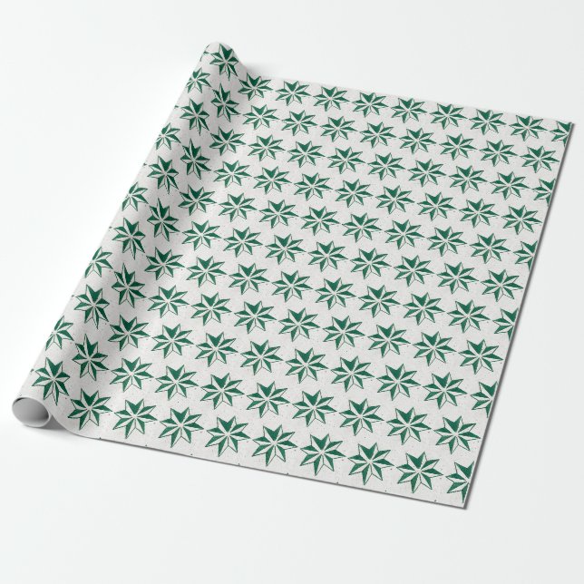 Papier Cadeau Papier d'emballage de Noël Green Star (Déroulé)