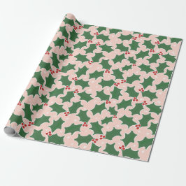 Papier Cadeau Papier d'emballage de Noël Holly Festive