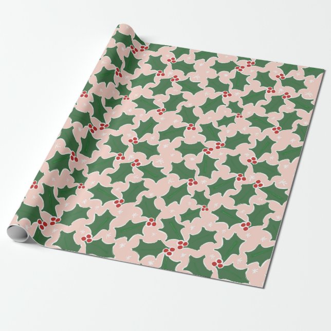 Papier Cadeau Papier d'emballage de Noël Holly Festive (Déroulé)