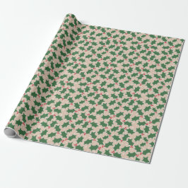 Papier Cadeau Papier d'emballage de Noël Holly Festive