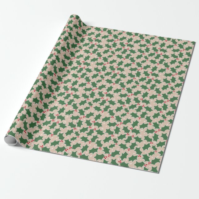 Papier Cadeau Papier d'emballage de Noël Holly Festive (Déroulé)