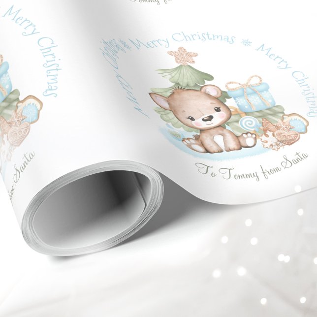 Papier Cadeau Papier d'emballage de Noël mignon pour Baby Boy no (Cute Christmas wrapping paper for Baby Boy name)