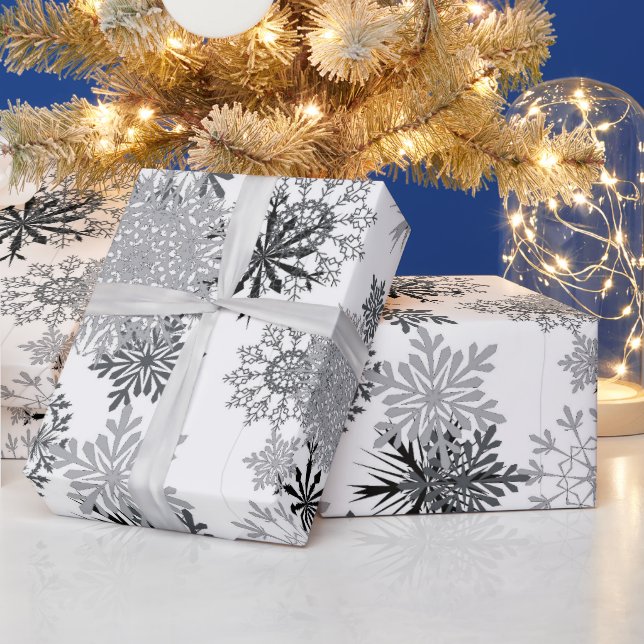 Papier Cadeau Papier d'emballage de Noël motif de flocon d'argen (Vacances)