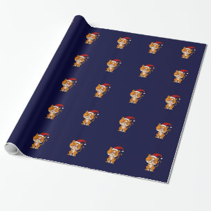 Papier Cadeau Papier d'emballage de Noël orange drôle de chat