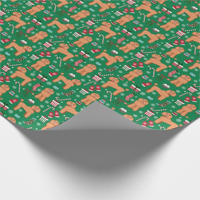 Papier Cadeau Papier d'emballage de Noël pour chien de caniche (Coin)