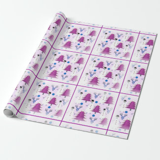 Papier Cadeau Papier d'emballage de Noël pourpre