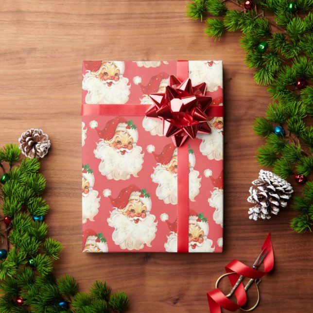 Papier Cadeau Papier d'emballage de Noël Retro Père Noël (Cadeau de vacances)