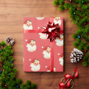 Papier Cadeau Papier d'emballage de Noël Retro Père Noël
