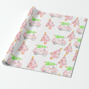 Papier Cadeau Papier d'emballage de Noël rose