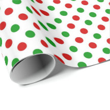 Papier d'emballage de Noël rouge et vert de pois