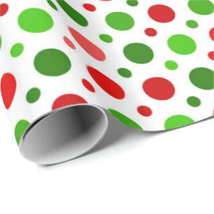 Papier Cadeau Papier d'emballage de Noël rouge et vert de pois