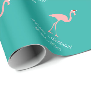 Papier Cadeau Papier d'emballage de Noël tropical rose de
