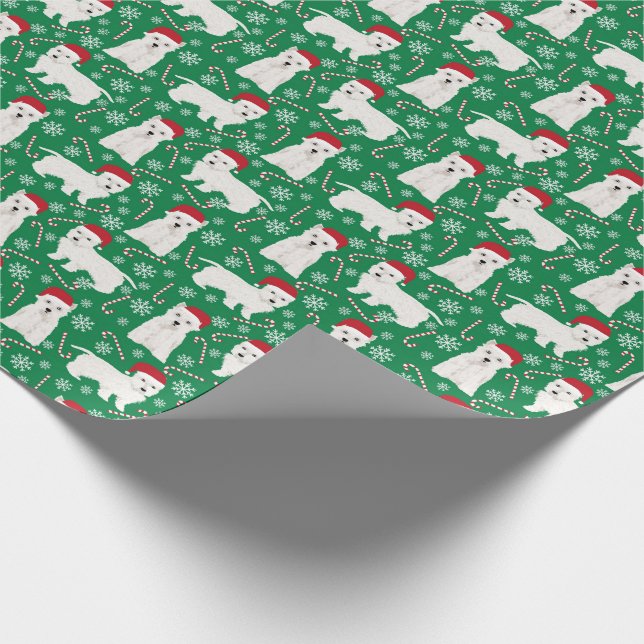 Papier Cadeau Papier d'emballage de Noël Westie (Coin)